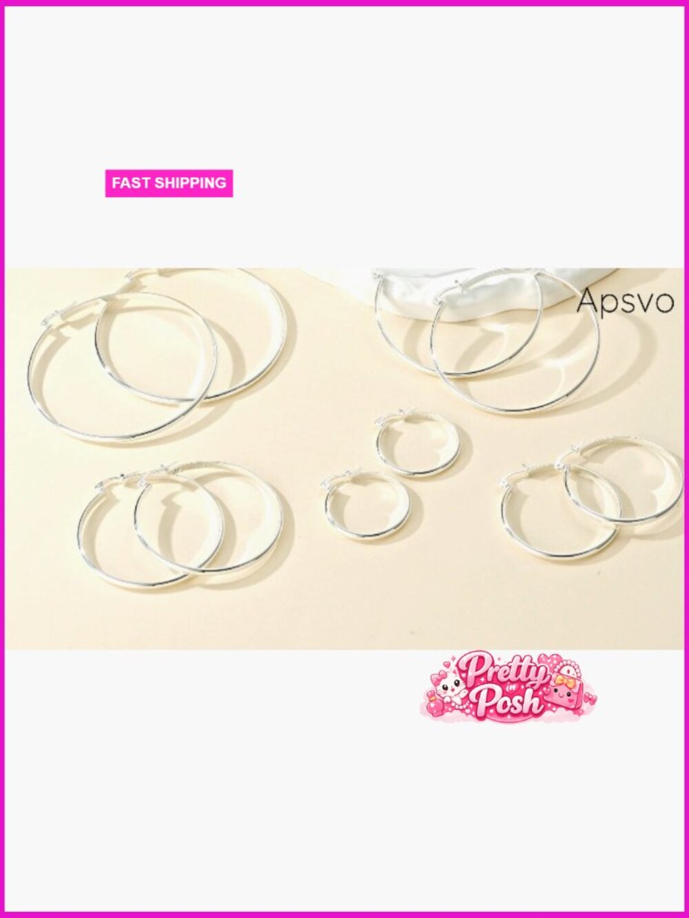 14K Gold Plated/Silver Hoop Earrings, 5mm Wide, Hypoallergenic 925 Sterling - Picture 7 of 7